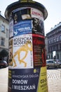 Advertising in the Kazimierz District of Kracow formerly the Jewish Area of the city in Poland.